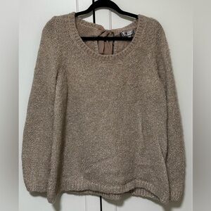 Jennifer Lopez Blush & Silver Tie Neck Sweater 1X